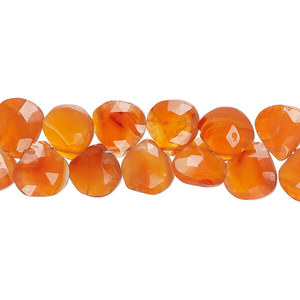 Carnelian 1pkg1, hand-cut top-drilled faceted puffed teardrop bead 8 inch 8x7mm-9x8mm image number 0