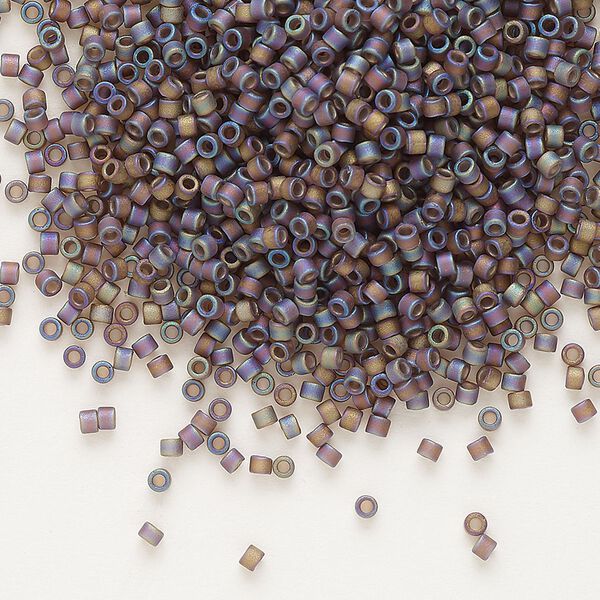 Seed bead, Delica®, glass, pkg/7.5g, #11 round, translucent matte rainbow brown (DB-0865). image number 0
