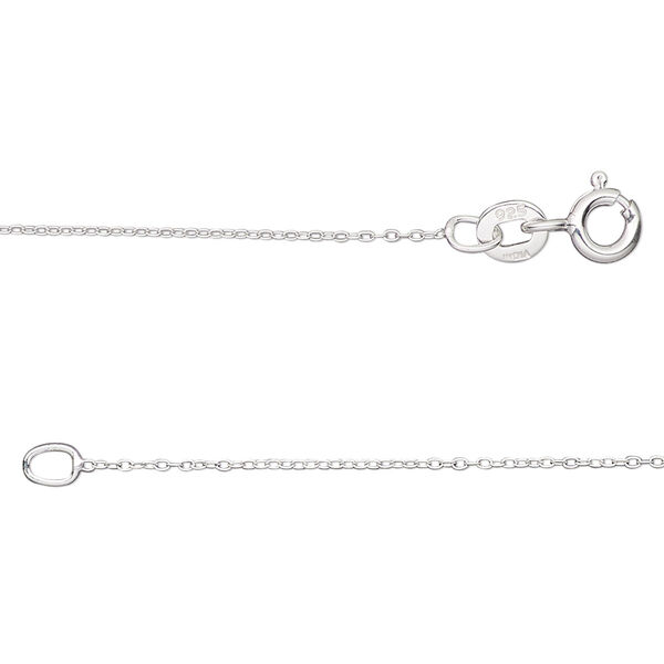 Chain, Gossamer™, sterling silver, 0.8mm oval cable, 7-1/2 inches with springring clasp. Sold individually. image number 0