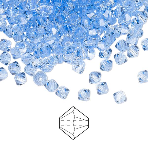 Bead 144pk light sapphire, Preciosa Czech crystal 4mm bicone image number 0