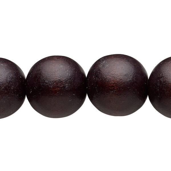 Bead, Taiwanese cheesewood (dyed / waxed), chocolate brown, 15-16mm round. Sold per 15-1/2" to 16" strand. image number 0