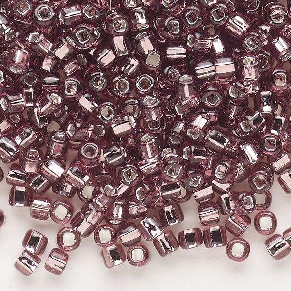 Seed bead, Dyna-Mites™, glass, silver-lined translucent lilac, #6 round with square hole. Sold per 40-gram pkg. image number 0