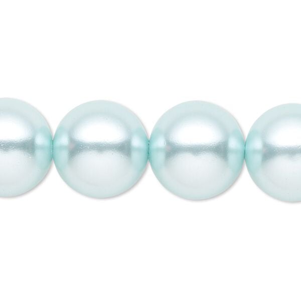 Bead, glass, opaque light blue, 14mm round. Sold per 15-1/2" to 16" strand. image number 0