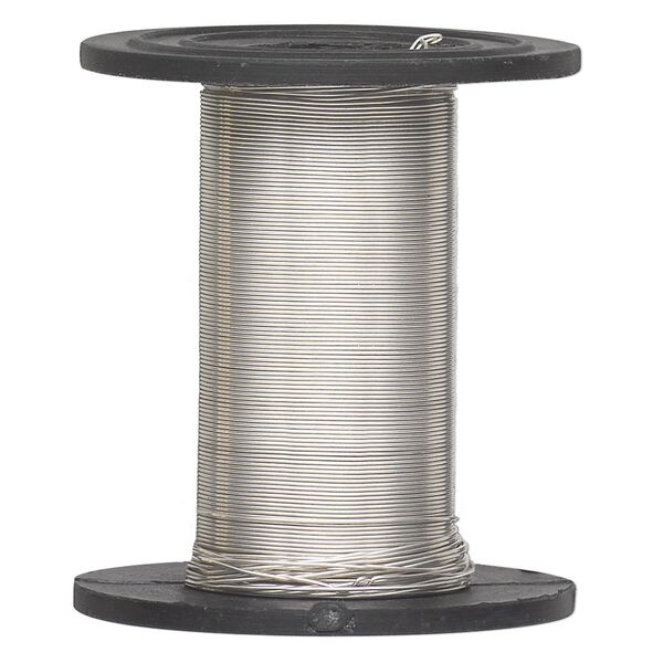 Wire, sterling silver-filled, half-hard, round, 30 gauge. Sold per 1-ounce spool, approximately 160 feet. image number 0