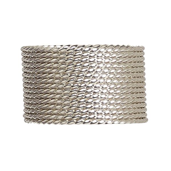 Wire, sterling silver, half-hard, twisted square, 18 gauge. Sold per pkg of 5 feet. image number 0