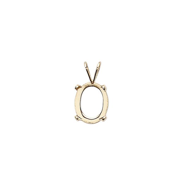 Pendant, Cab-Tite™, 14Kt gold-filled, 10x8mm 4-prong oval setting. Sold individually. image number 0