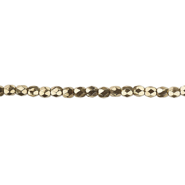Bead, Czech fire-polished glass, light bronze, 3mm faceted round. Sold per pkg of 1,200 (1 mass). image number 0