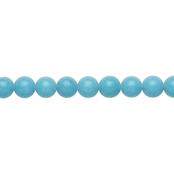 Bead, "turquoise" (resin) (imitation), blue, 5-6mm round. Sold per 15-inch strand. image number 0