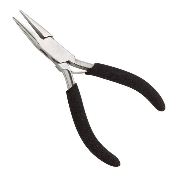Pliers chain-nose 1pkg1 stainless steel and PVC foam, black, 5 inches. image number 0