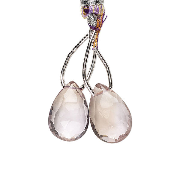Ametrine 1pkg2, hand-cut top-drilled faceted puffed teardrop bead , 14x9mm-15x10.5mm image number 0