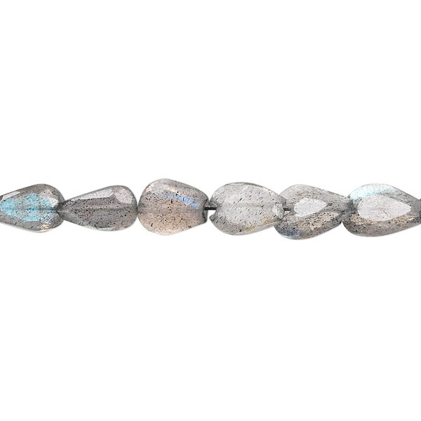 Labradorite 1pkg1, hand-cut faceted flat teardrop bead natural 8 inch 7x4mm-10x6mm image number 0