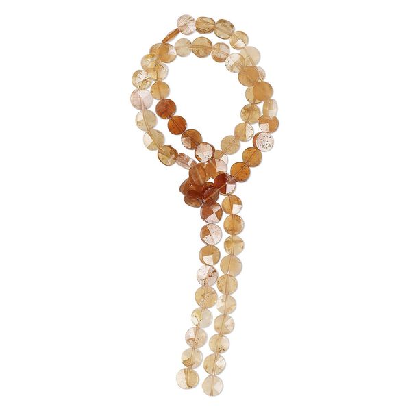 Hessonite garnet 1pkg1, hand-cut faceted flat round bead natural 14 inch 5-6mm image number 0