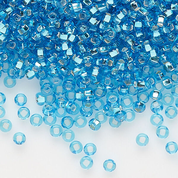 Seed bead, Preciosa Ornela Czech glass, pkg/500g, #11 rocaille, transparent silver-lined sky blue, (67010). image number 0
