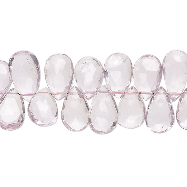 Lavender amethyst 1pkg1, hand-cut top-drilled faceted puffed teardrop bead natural B grade, 8 inch 10x7mm-15x8mm image number 0