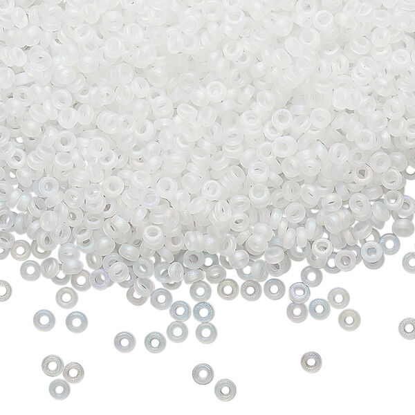 Seed bead, Miyuki, glass, pkg/50g, 2.2x1mm spacer rondelle, translucent matte clear, (SPR2.2-131FR). image number 0