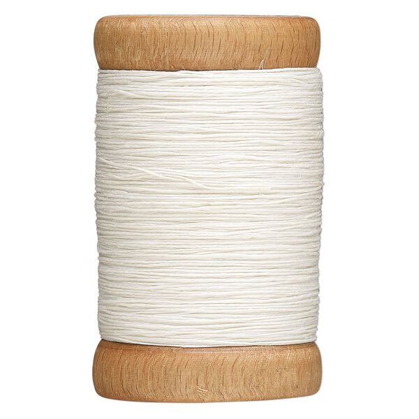 Thread, Hemptique®, linen, white, 0.6mm 3-ply, 6.5-pound test. Sold per 516-foot spool. image number 0