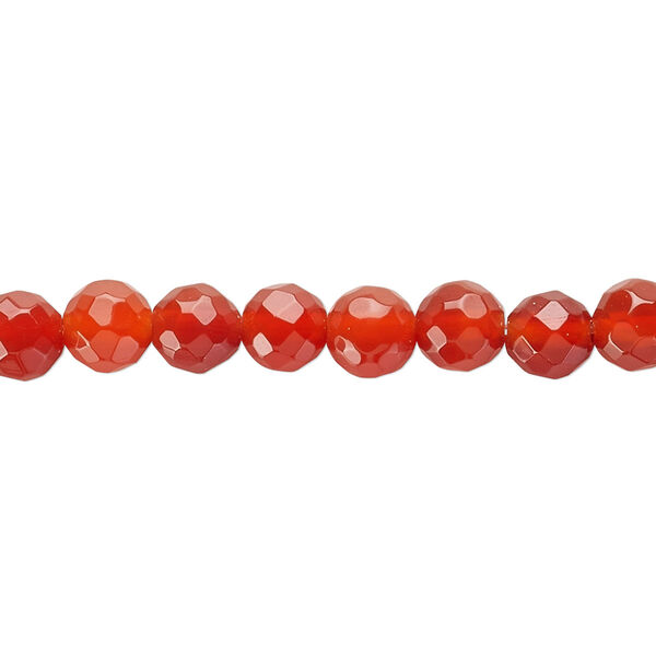 Carnelian 1pkg1, faceted round bead 15.5-16 inch 6mm image number 0