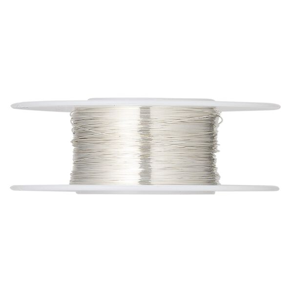 Wire, sterling silver, dead-soft, round, 32 gauge. Sold per pkg of 1 ounce. image number 0
