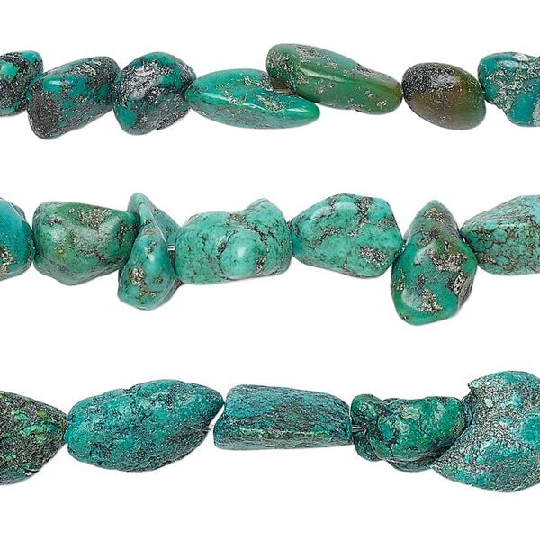 Turquoise 1pkg3, nugget bead 15 inch mix mini to small image number 0