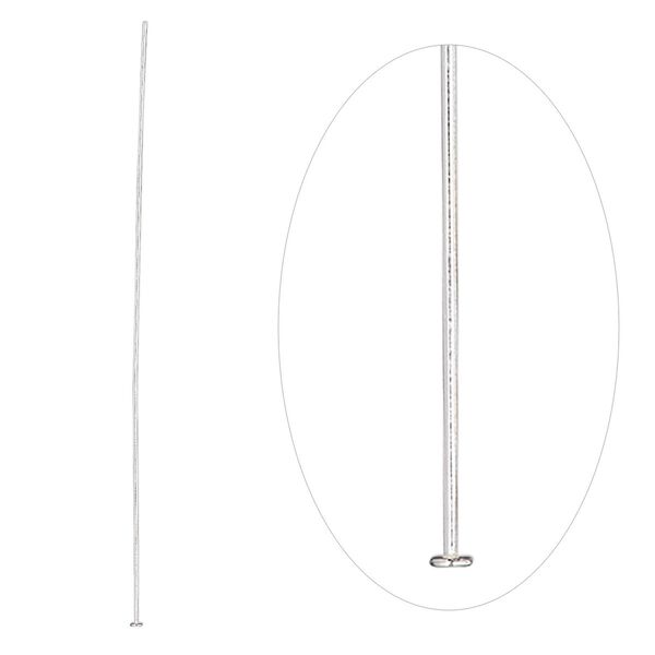 Head pin, sterling silver, 2-1/2 inches, 24 gauge. Sold per pkg of 10. image number 0