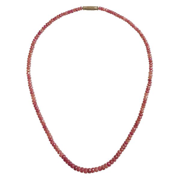Ruby / "pewter" (zinc-based alloy) 1pkg1, gold-finished faceted rondelle necklace 15.5-16 inch / barrel clasp / 3x1mm-6x4mm image number 0