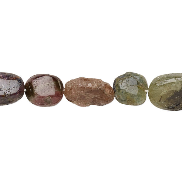Bead, multi-tourmaline (natural), 9x8mm-15x10mm hand-cut puffed oval, D grade, Mohs hardness 7 to 7-1/2. Sold per 13-inch strand. image number 0