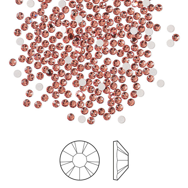 Flat back 1440pk rose peach foil back, Preciosa MAXIMA Czech crystal rhinestone 1.7-1.9mm chaton rose round SS5 image number 0