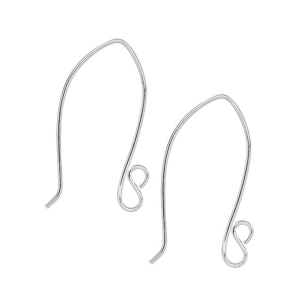 Ear wire 1pkg20 silver-plated, 35mm marquise / open loop, 19 gauge brass 10 pair image number 0