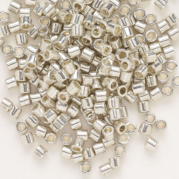 Seed bead, Delica®, glass, pkg/50g, #8 round, opaque galvanized silver (DBL-0035). image number 0