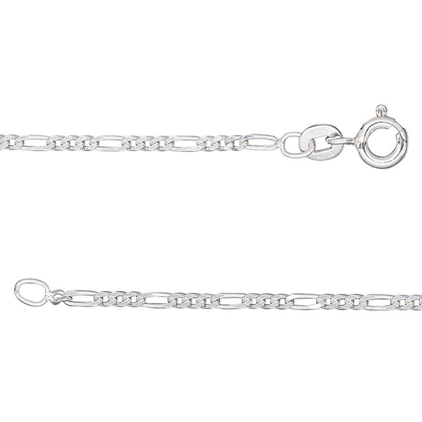 Chain, sterling silver, 1.7mm figaro, 36 inches. Sold individually. image number 0