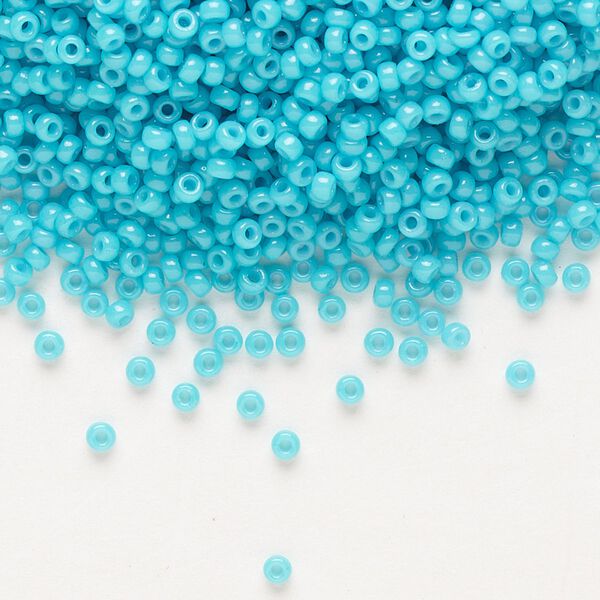 Seed bead, Miyuki, glass, pkg/250g, #11 rocaille, Duracoat® opaque outside dyed underwater blue, (RR-4480). image number 0
