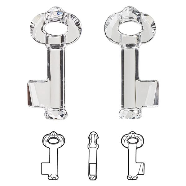 Focal 1pk crystal, Crystal Passions® 30x13.5mm pendant key 6919 image number 0