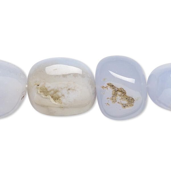 Blue lace agate 1pkg1, tumbled nugget bead natural 14 inch medium image number 0