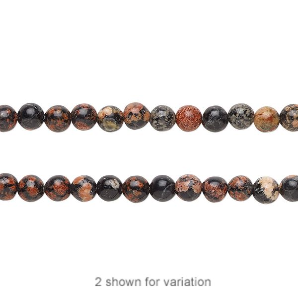 Red snowflake jasper 1pkg1, hand-cut round bead natural 15.5-16 inch 4mm image number 0