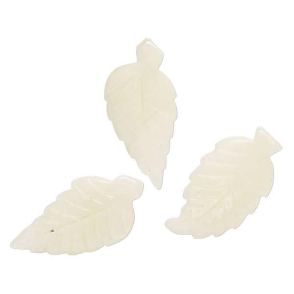 Focal, Italian "onyx" (onyx marble) (coated), 30x19mm-41x21mm single-sided carved leaf, B grade, Mohs hardness 3-1/2 to 4. Sold per pkg of 3. image number 0