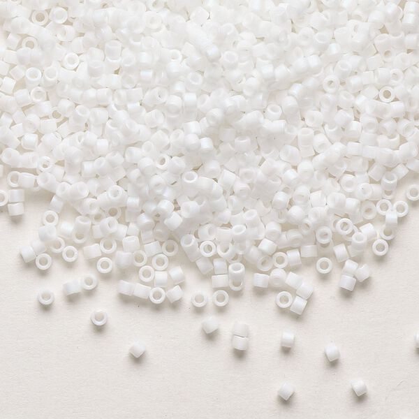 Seed bead, Delica®, glass, pkg/7.5g, #11 round, opaque matte rainbow chalk white (DB-0351). image number 0