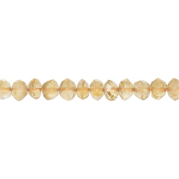 Citrine 1pkg1, hand-cut faceted rondelle saucer bead 14 inch 5x2mm-6x4mm image number 0
