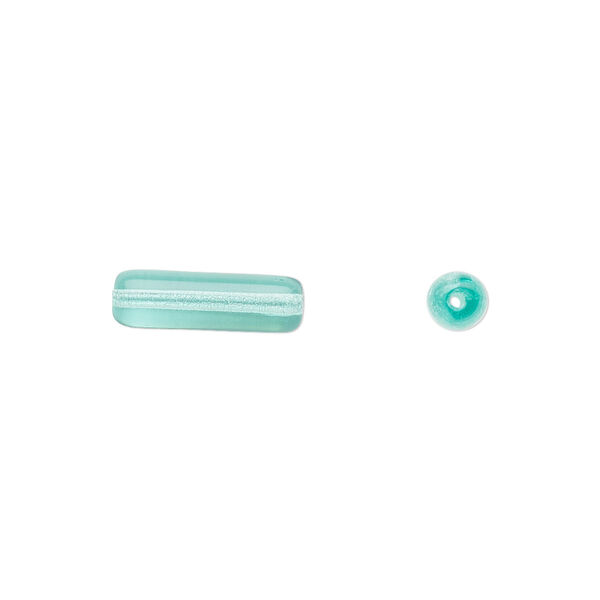 Bead, Czech pressed glass, light aqua, 14x4.5mm tube. Sold per 15-1/2" to 16" strand, approximately 30 beads. image number 0