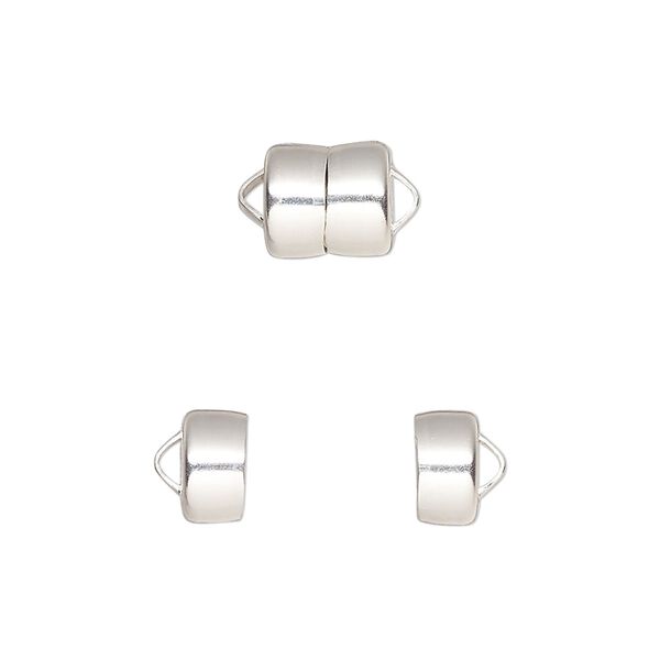 Clasp, Mag-Lok®, magnetic, sterling silver, 8.6x7.7mm barrel. Sold individually. image number 0
