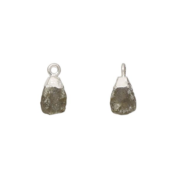 Labradorite / sterling silver 1pkg1, electrocoated hand-cut nugget drop natural 8x5mm-9x7mm image number 0