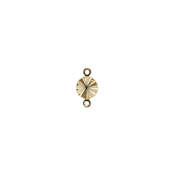 Link, gold-plated brass, 6mm double-sided diamond-cut round. Sold per pkg of 100. image number 0