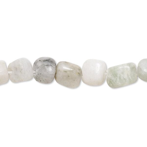 Sea green new "jade" / peridot new “jade” / olive new "jade" 1pkg1, pebble / chip bead natural 15 inch medium image number 0