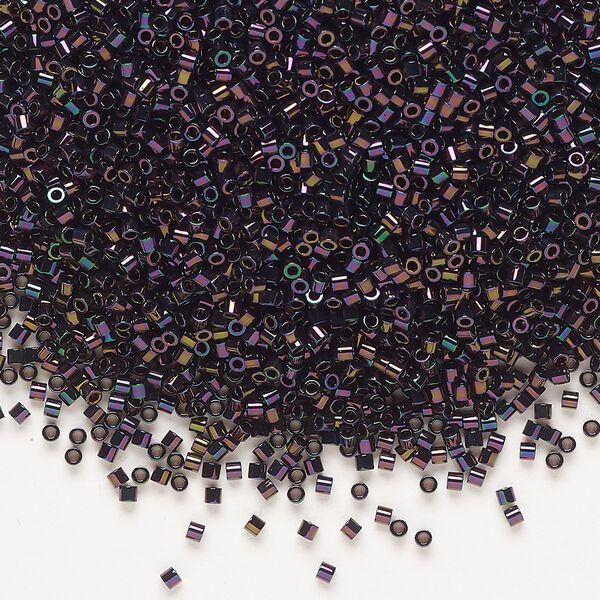 Seed bead, Delica®, glass, pkg/50g, #15 round, opaque metallic iris dark plum (DBS-0004). image number 0