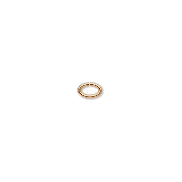 Jump ring, gold-plated brass, 6x4mm oval, 4.1x2mm inside diameter, 18 gauge. Sold per pkg of 1,000. image number 0