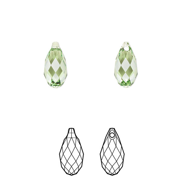 Briolette 144pk peridot, Swarovski® ReCreated™ 11x5.5mm pendant drop 6010 image number 0