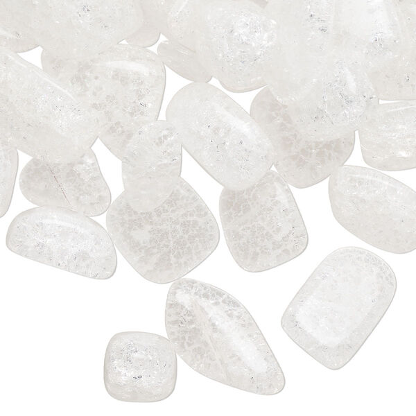 Bead mix, crackle glass, translucent clear, medium to gigantic chip. Sold per 8-ounce pkg. image number 0