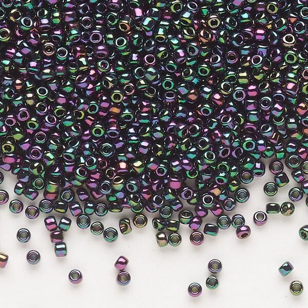Seed bead, Dyna-Mites™, glass, pkg/40g, #11 round, opaque iris rainbow bronze, (924R 11/0 RR). image number 0
