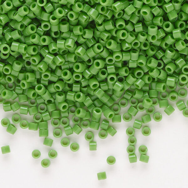 Seed bead, Delica®, glass, pkg/50g, #10 round, opaque green (DBM-0724). image number 0
