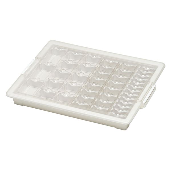 Organizer, Assorted Bead Storage Tray™, Bead Storage Solutions™, plastic, clear and opaque off-white, 13-3/4 x 10-1/2 x 2 inches. Sold per 45-piece set. image number 2