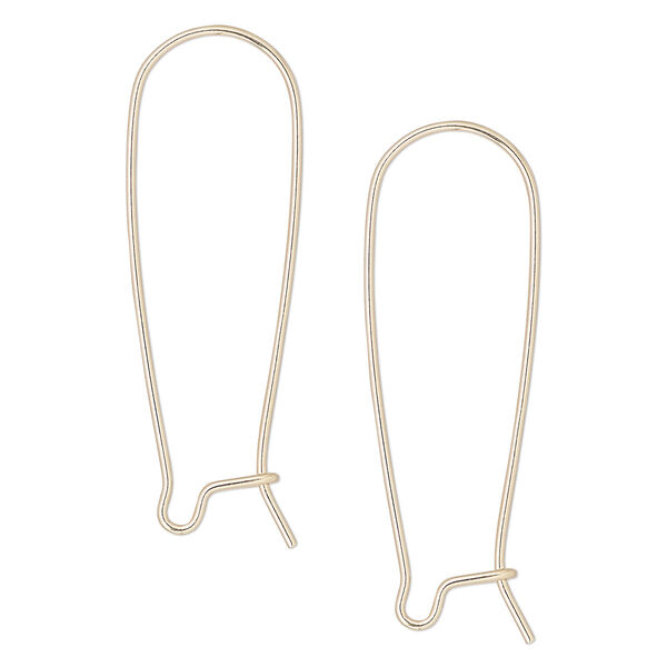 Ear wire, 14Kt gold-filled, 34mm kidney with open loop, 20 gauge. Sold per pair. image number 0